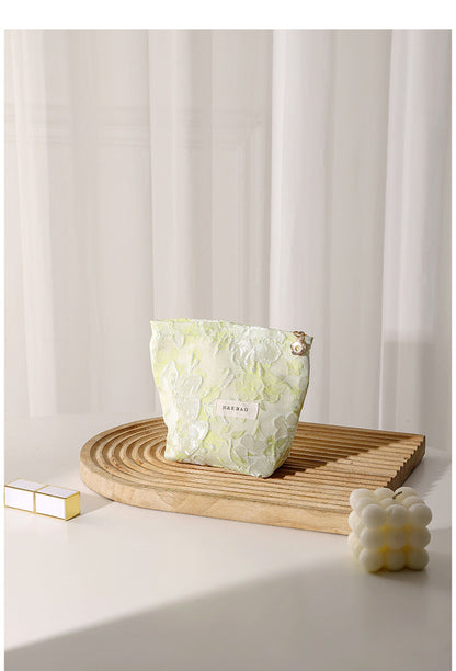 Purple Floral Jacquard Cosmetic Bag