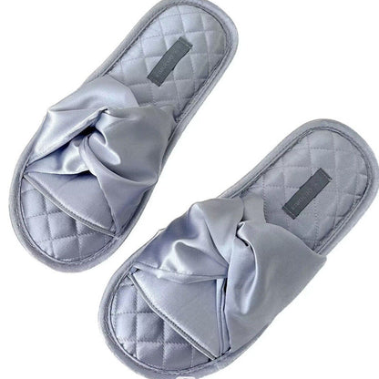 Elegant Cross Bow Satin Indoor Slippers