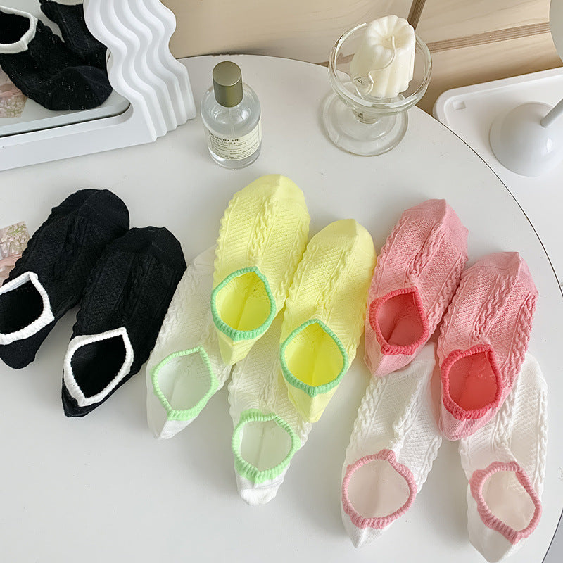 Color Block Sweet Simple Low Ankle Socks