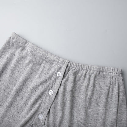 Knit Long Sleeve Top Shorts Sleepwear Set