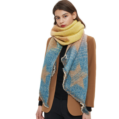 Contrast Color Star Print Scarves