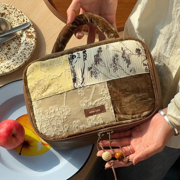 Vintage Partitioned Portable Travel Makeup Bag