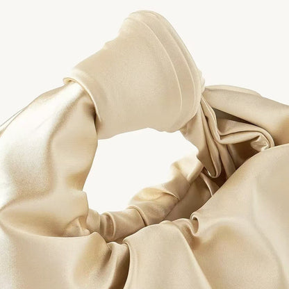 Ruched Satin Knot Handle Evening Handbag