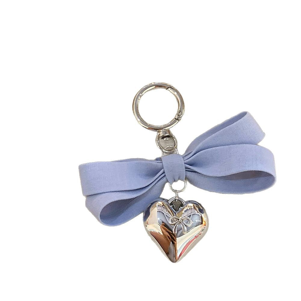 Cute Heart Solid Color Bow Knot Keychain