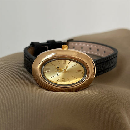 Leather Strap Vintage Oval Watch