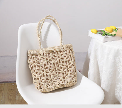 Flower Hollow Out Solid Color Shoulder Bag