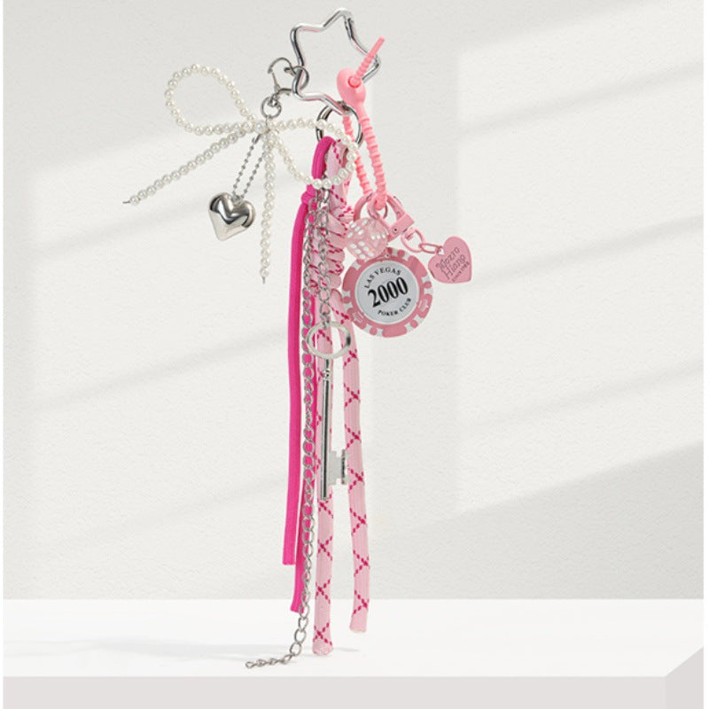 Trendy Leather Heart Braided Rope Bag Charm