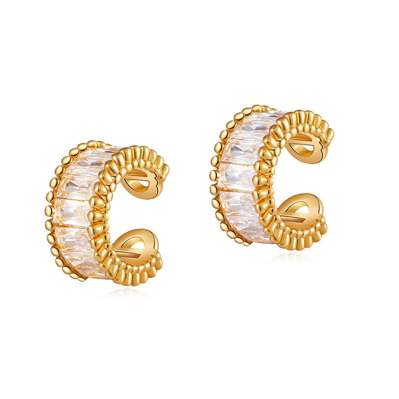 Vintage Elegant Zircon Clip Earrings