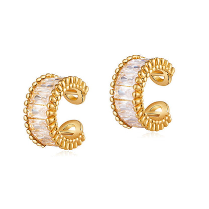 Vintage Elegant Zircon Clip Earrings