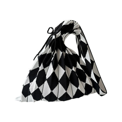 Colorful Plaid Simple Folded Knit Shoulder Bag