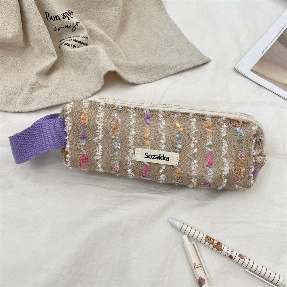 Simple Flower Print Makeup Pencil Pouch