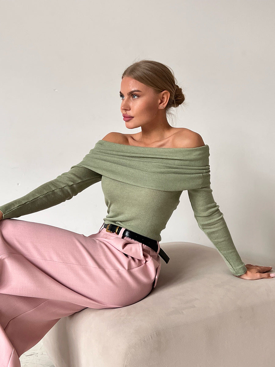 Off Shoulder Sexy Solid Color Knit Top