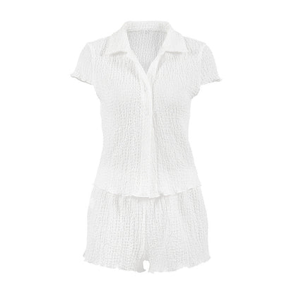 Cozy Shirt Shorts Knit Loungewear Set