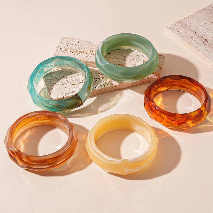 Vintage Striped Geometric Acrylic Bracelet