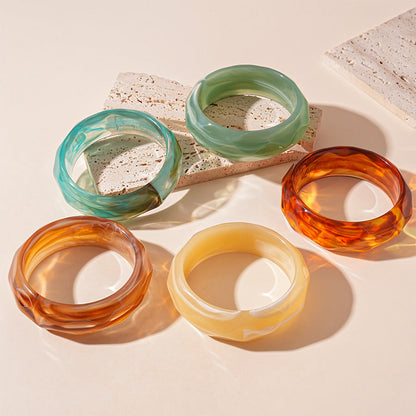 Vintage Striped Geometric Acrylic Bracelet