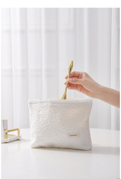 Solid Color Flower Print Makeup Bag