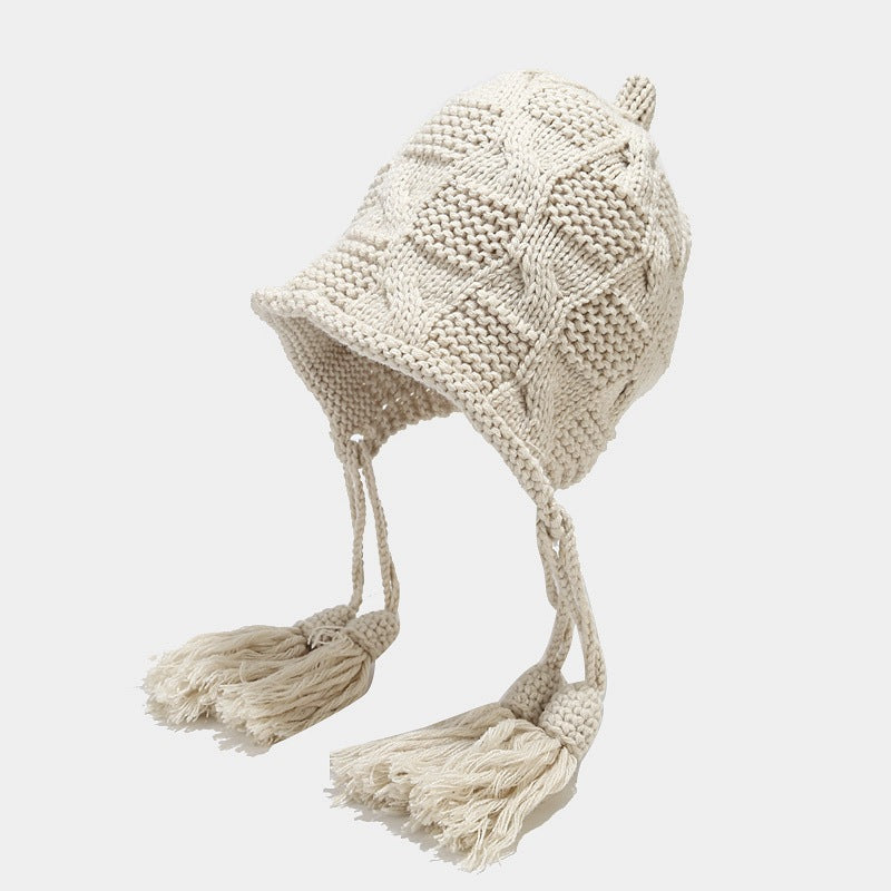 Cute Weave Tassel Cute Knit Cap
