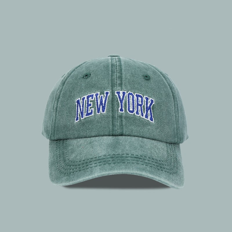 Washed Letter Embroidered Cotton Baseball Cap
