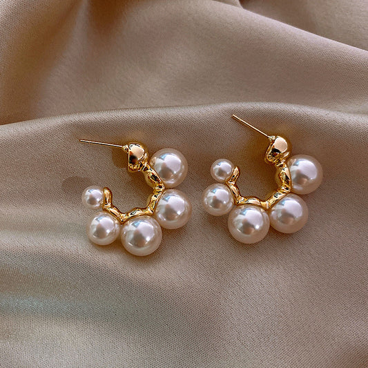 Pearl Elegant C-Shape Stud Earrings
