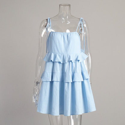 Casual Layered Ruffle String Mini Dress