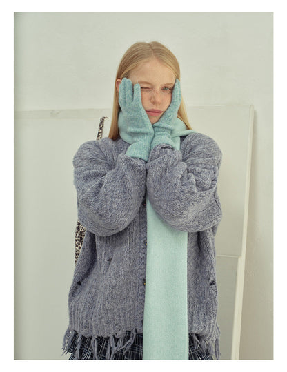 Solid Color Cute Plushed Knit Gloves