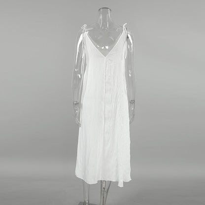 V-Neck Casual String Shoulder Sleepwear Dress