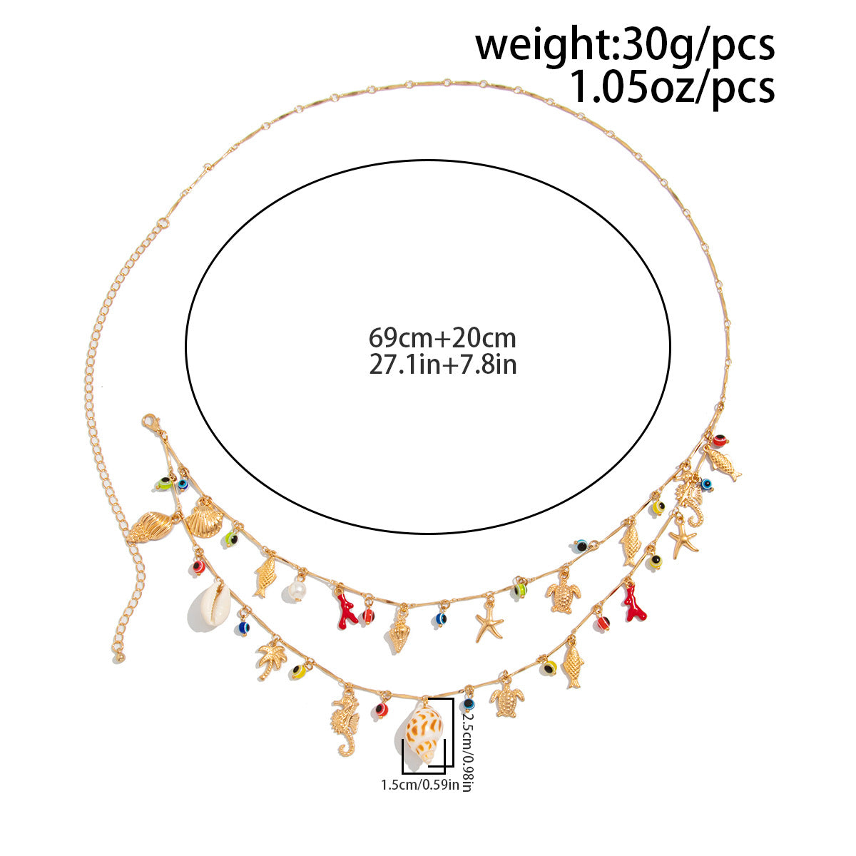 Boho Starfish Conch Pendant Waist Chain