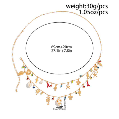 Boho Starfish Conch Pendant Waist Chain