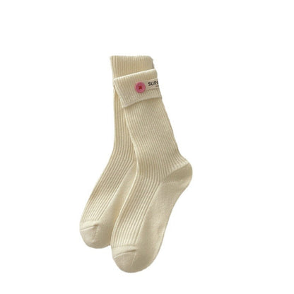 Candy Color Button Sweet Simple Socks