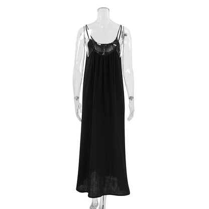 String Shoulder Split  Sleepwear Dress