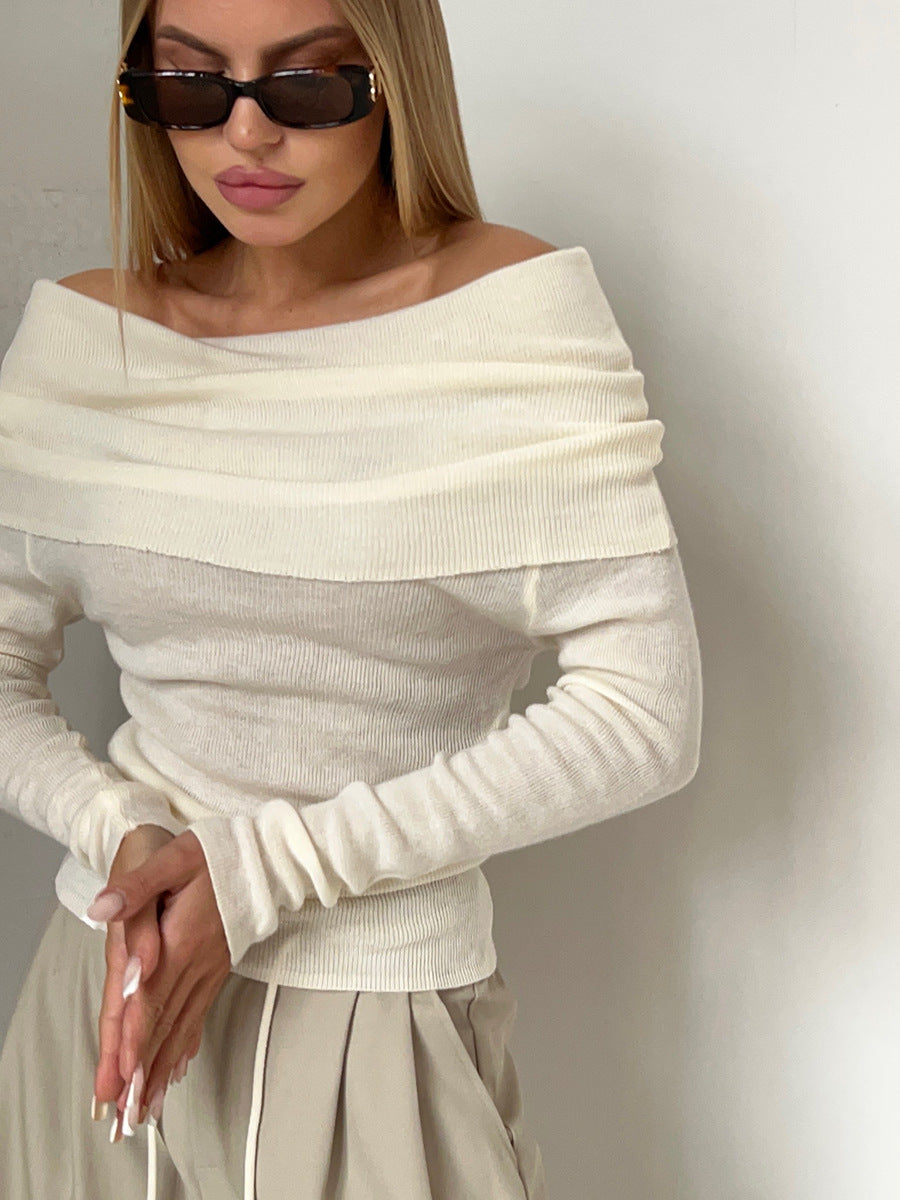 Off Shoulder Sexy Solid Color Knit Top