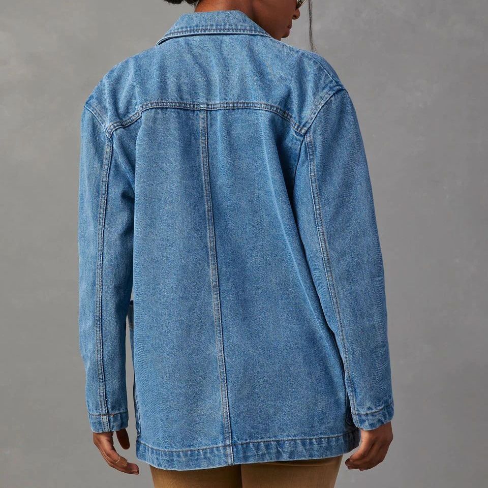 Casual Washed Solid Color Denim Jacket