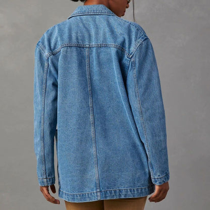 Casual Washed Solid Color Denim Jacket