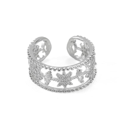 Trendy Hollow Out Zircon Star Adjustable Ring