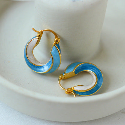 Vintage Twist Oil Drip Hoop Earrings