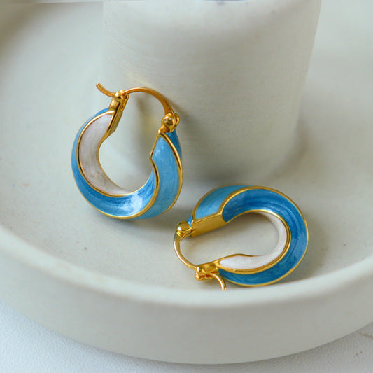 Vintage Twist Oil Drip Hoop Earrings