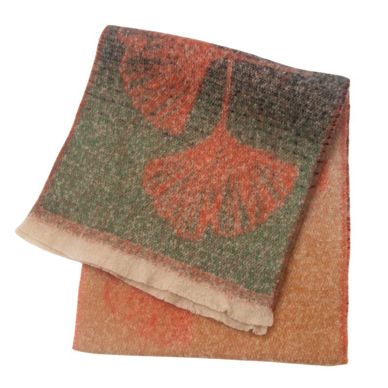 Leaf Print Gradient Color Scarves