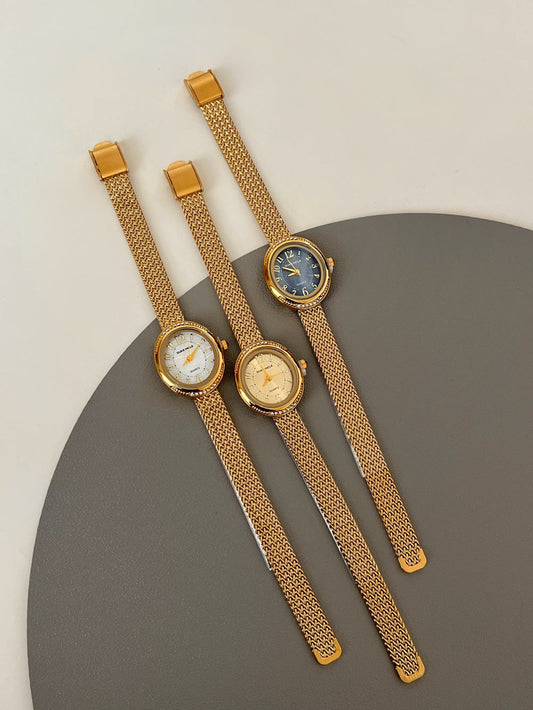 Vintage Crystal Bezel Oval Quartz Watch