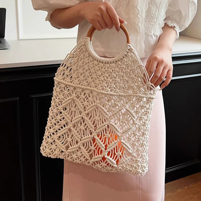 Handmade Woven Hollow Out Beach Handbag