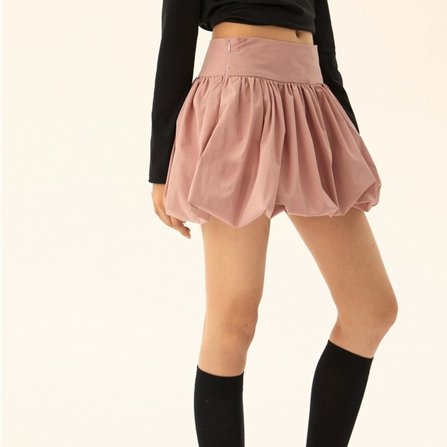 Sweet Solid Color Hem Puff Mini Skirts