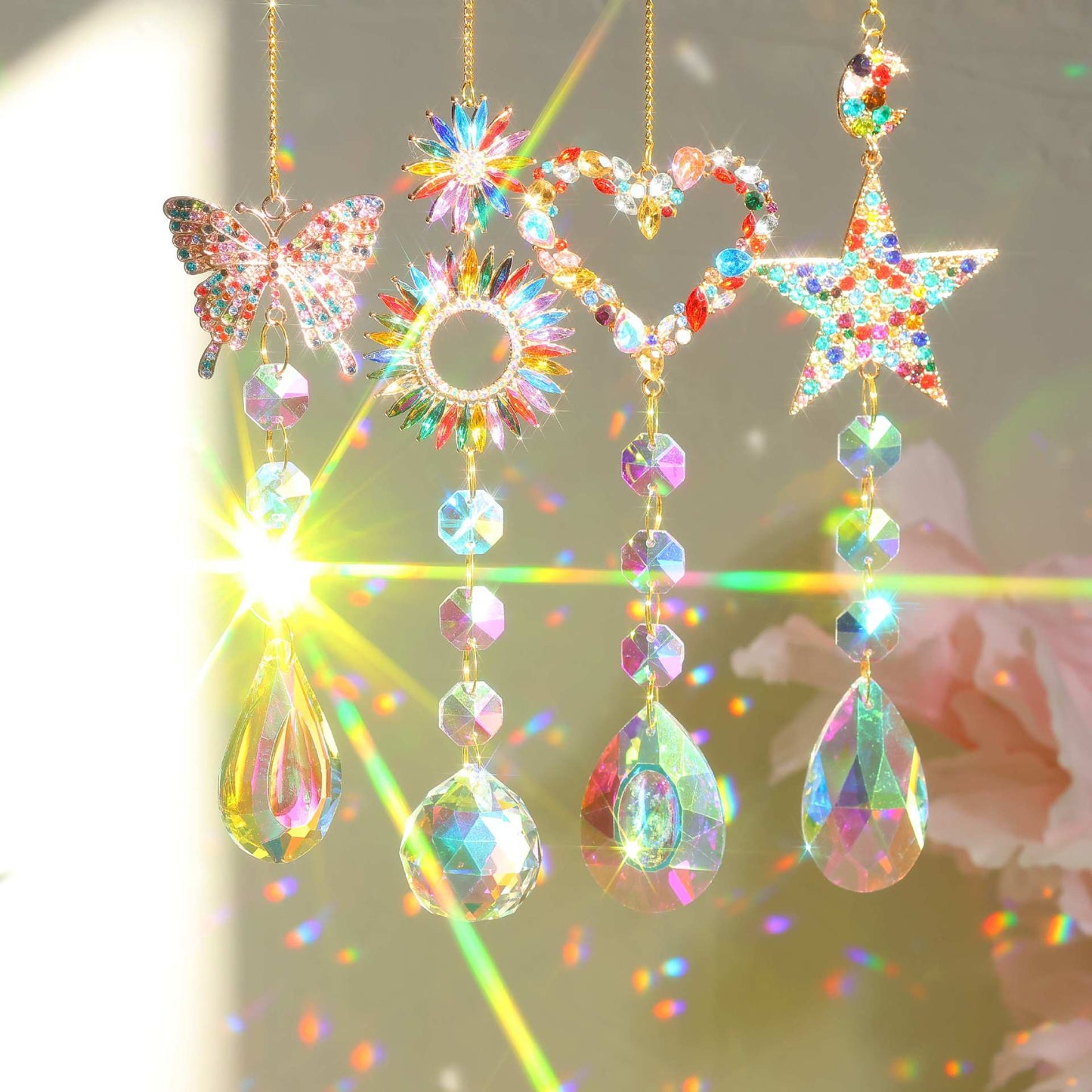 3+ Colorful Crystal Suncatcher Hanging
