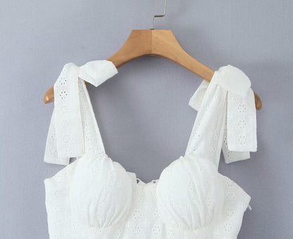 Classic Solid Color Embroidered Mini Dress