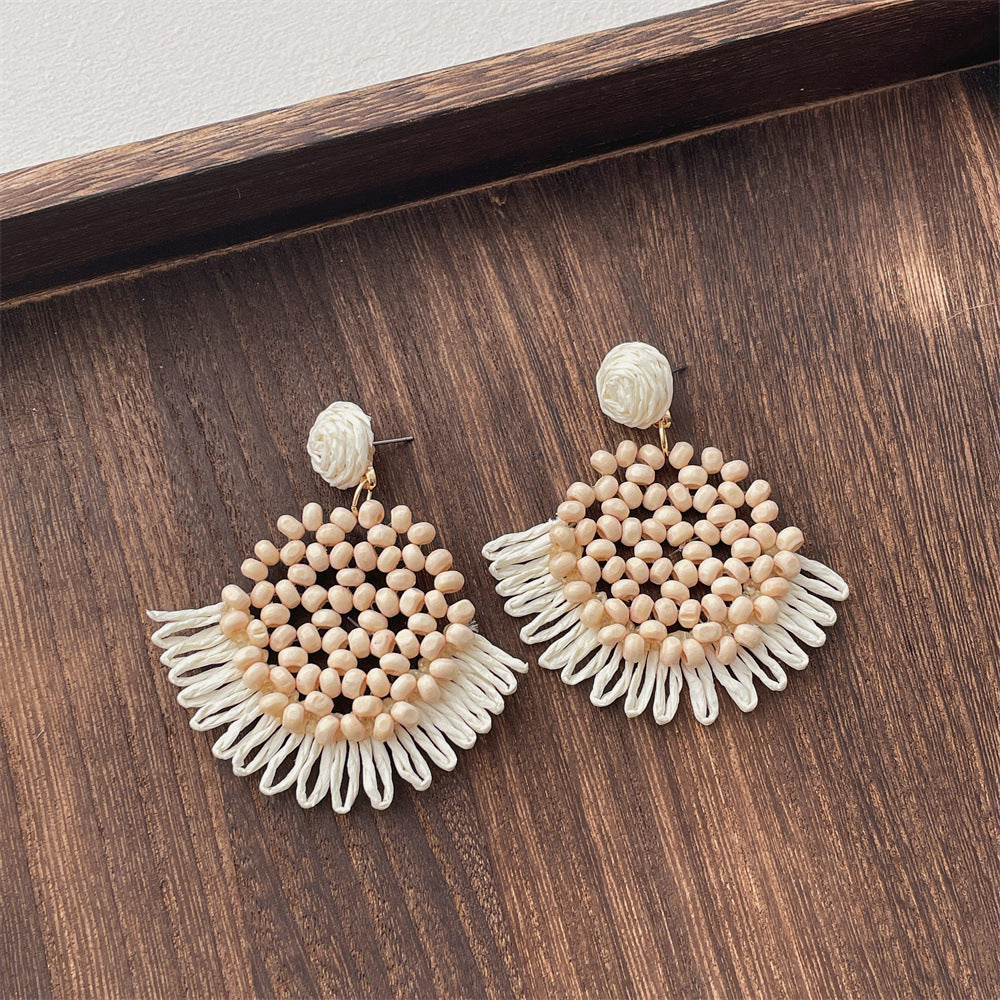 Vintage Handwoven Rattan Grass Earrings