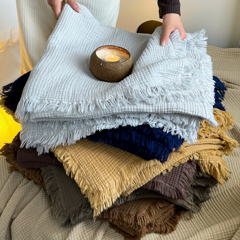 Cozy Waffle Weave Throw Blanket Bed Blanket
