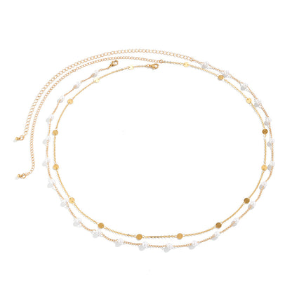 Sexy Pearl Double Layers Waist Chain