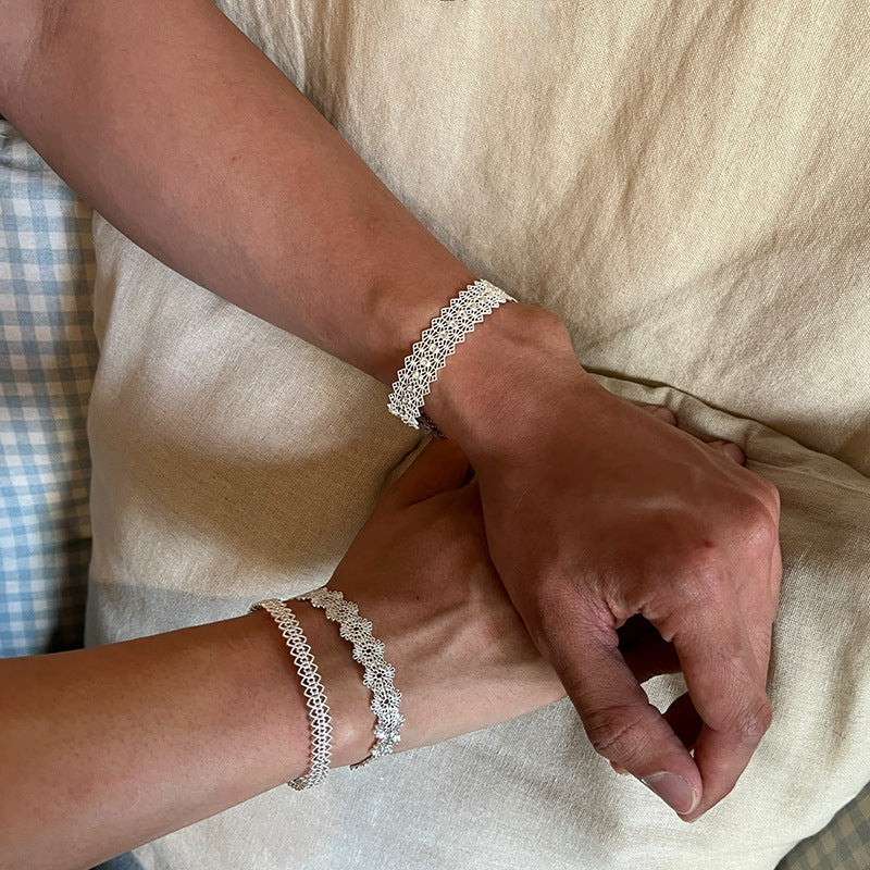 Simple Hollow Out Lace Open Cuff Bracelet