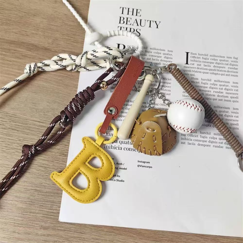 Vintage Braided Rope Baseball Keychain Bag Charm