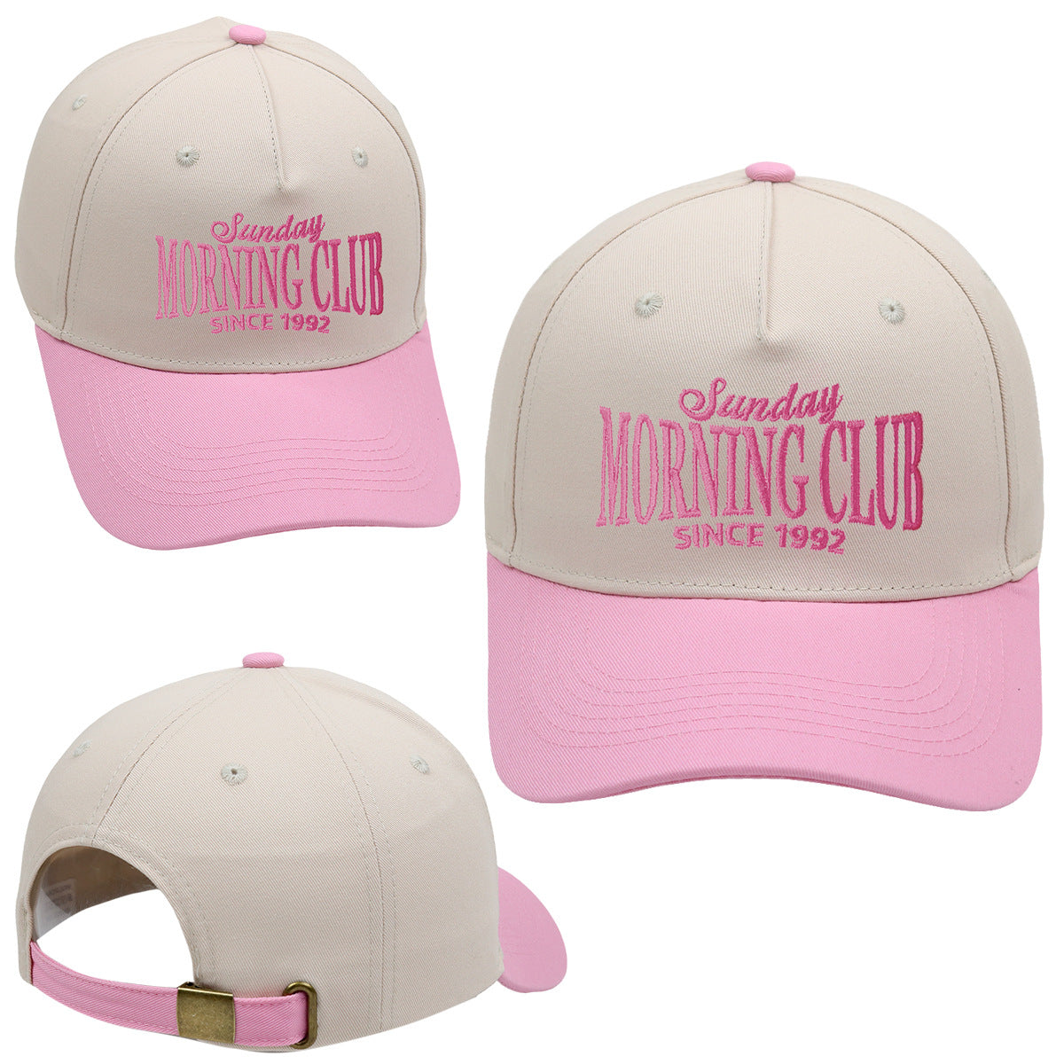 Casual Color Block Letter Embroidered Baseball Cap