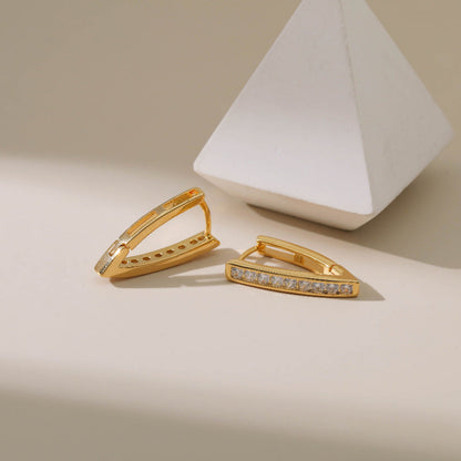 V Shaped Diamond Hoop Earrings