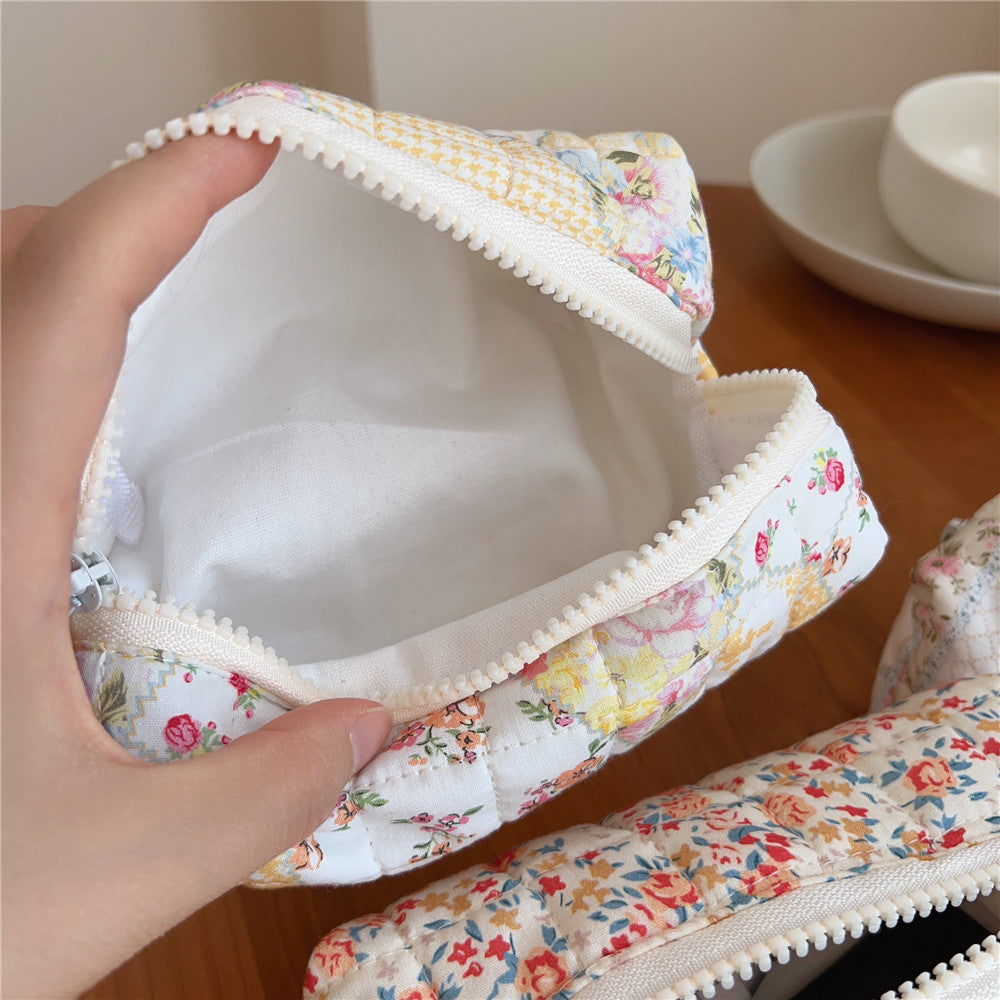 Floral Print Padded Simple Make Up Bag